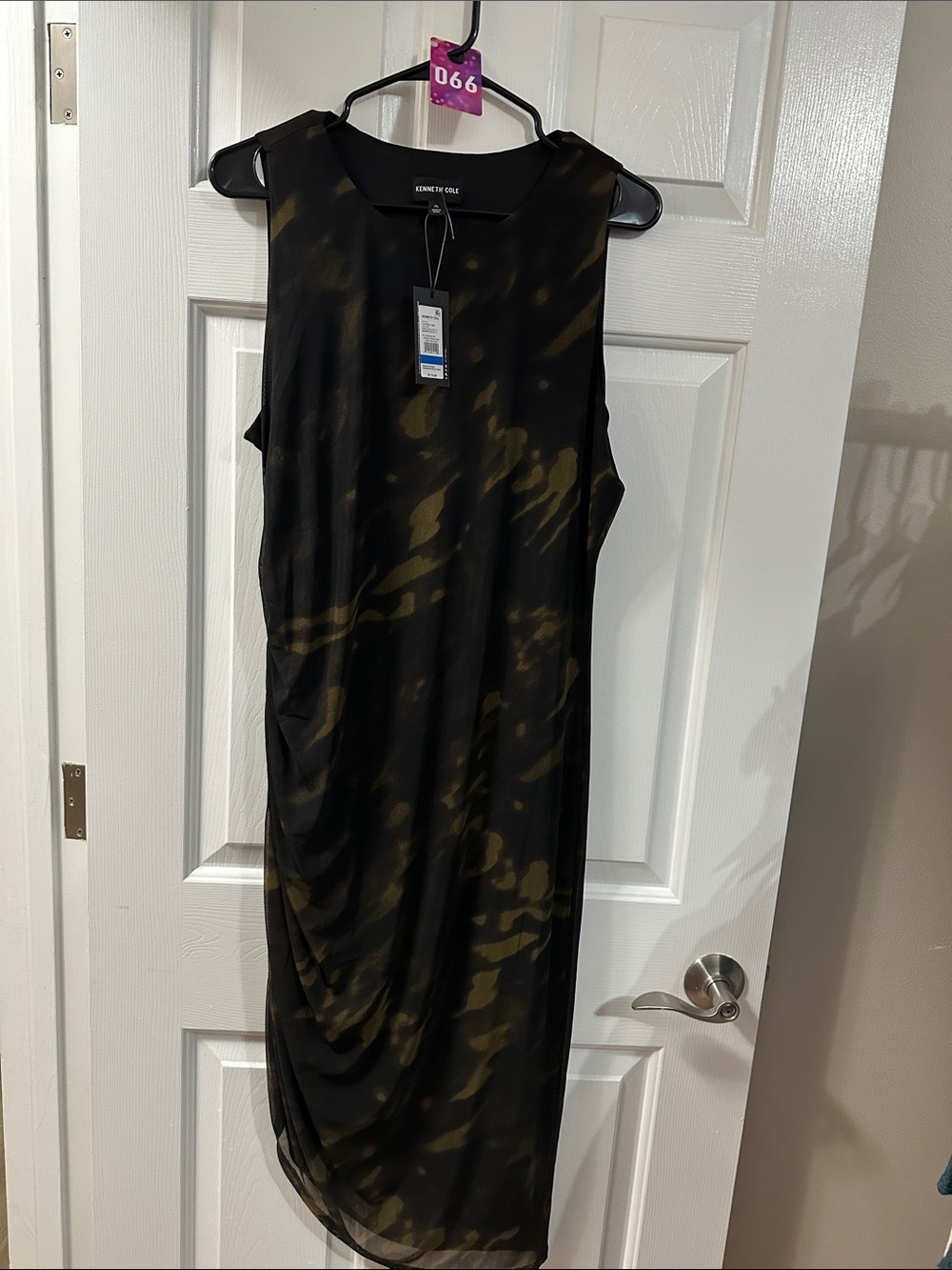 Kenneth Cole Black and Olive Green Midi Dress